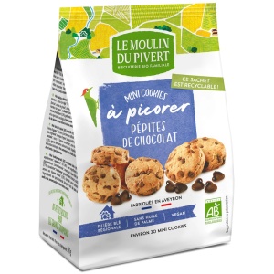 CIASTKA MINI Z DROPSAMI CZEKOLADOWYMI BIO 170 g - LE MOULIN DU PIVERT