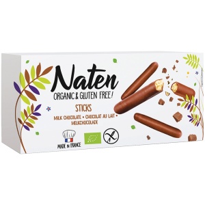 CIASTKA W POLEWIE CZEKOLADOWEJ STICKS BEZGLUTENOWE BIO 130 g - NATEN