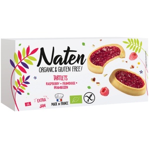 CIASTKA TARTALETKI Z DŻEMEM MALINOWYM BEZGLUTENOWE BIO 130 g - NATEN
