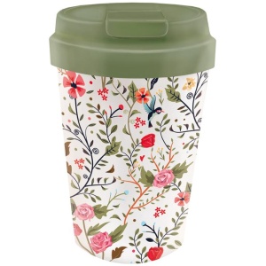 KUBEK PODRÓŻNY Z TWORZYWA PLA PTAKI I KWIATY 350 ml - CHIC-MIC