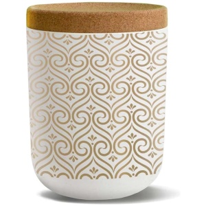 POJEMNIK Z TWORZYWA PLA Z KORKOWĄ POKRYWKĄ ZŁOTE WZORY 800 ml - CHIC-MIC
