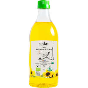 OLEJ SŁONECZNIKOWY DO GOTOWANIA I SMAŻENIA TŁOCZONY NA ZIMNO BIO 1 L - EKKO