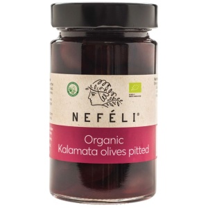 OLIWKI CZARNE KALAMATA BEZ PESTEK W ZALEWIE BIO 295 g (160 g) - NEFELI