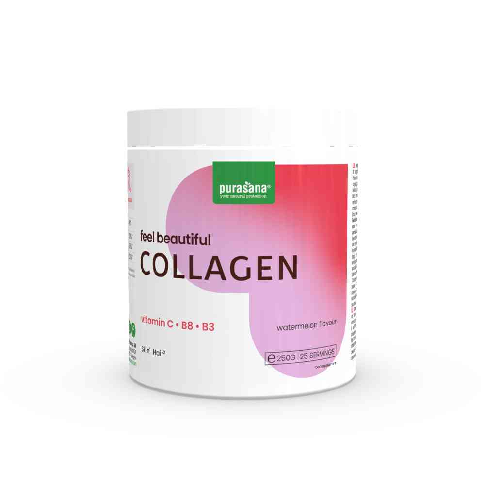 KOLAGEN O SMAKU ARBUZOWYM FEEL BEAUTIFUL BEZGLUTENOWY 250 g - PURASANA