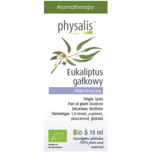 OLEJEK ETERYCZNY EUKALIPTUS GAŁKOWY BIO 10 ml - PHYSALIS