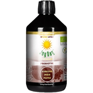 KONCENTRAT NAPOJU PROBIOTYCZNEGO KURKUMA IMBIR PIEPRZ BEZGLUTENOWY BIO 500 ml - JOY DAY