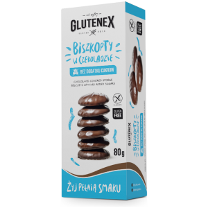 BISZKOPTY W CZEKOLADZIE BEZ DODATKU CUKRÓW BEZGLUTENOWE 80 g - GLUTENEX