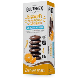BISZKOPTY POMARAŃCZOWE W CZEKOLADZIE BEZ DODATKU CUKRÓW BEZGLUTENOWE 80 g - GLUTENEX