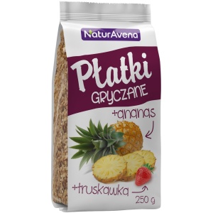 PŁATKI GRYCZANE Z ANANASEM I TRUSKAWKĄ 250 g - NATURAVENA