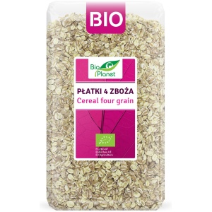PŁATKI 4 ZBOŻA (ORKISZ, OWIES, JĘCZMIEŃ, ŻYTO) BIO 600 g - BIO PLANET