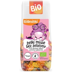 ŻELKI MISIE BEZ ŻELATYNY BEZGLUTENOWE BIO 100 g - BIOMINKI
