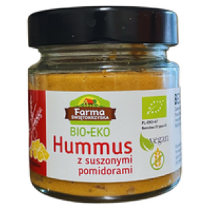 HUMMUS Z SUSZONYMI POMIDORAMI BEZGLUTENOWY BIO 160 g - FARMA ŚWIĘTOKRZYSKA