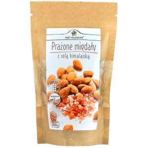 MIGDAŁY PRAŻONE Z SOLĄ KŁODAWSKĄ BEZGLUTENOWE 100 g - PIĘĆ PRZEMIAN