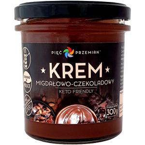 KREM MIGDAŁOWO - CZEKOLADOWY BEZ DODATKU CUKRÓW BEZGLUTENOWY KETO 300 g - PIĘĆ PRZEMIAN