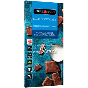 CZEKOLADA MLECZNA ZE STEWIĄ BEZ DODATKU CUKRU BEZGLUTENOWA 100 g - PURE&GOOD
