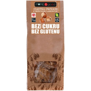 CIASTKA OWSIANE Z ORZECHAMI LASKOWYMI BEZ DODATKU CUKRU BEZGLUTENOWE 150 g - PURE&GOOD
