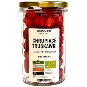 TRUSKAWKI LIOFILIZOWANE CHRUPIĄCE BEZGLUTENOWE BIO 30 g - BIOSSOM