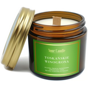 ŚWIECA SOJOWA ZAPACHOWA Z DREWNIANYM KNOTEM TOSKAŃSKIE WINOGORNA 120 ml - YOUR CANDLE