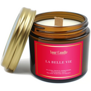 ŚWIECA SOJOWA ZAPACHOWA Z DREWNIANYM KNOTEM LA BELLE VIE 120 ml - YOUR CANDLE