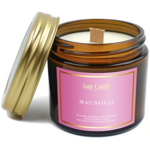 ŚWIECA SOJOWA ZAPACHOWA Z DREWNIANYM KNOTEM MAGNOLIA 120 ml - YOUR CANDLE