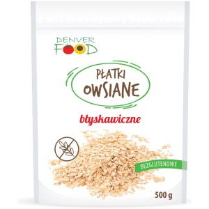 PŁATKI OWSIANE BŁYSKAWICZNE BEZGLUTENOWE 500 g - DENVER FOOD