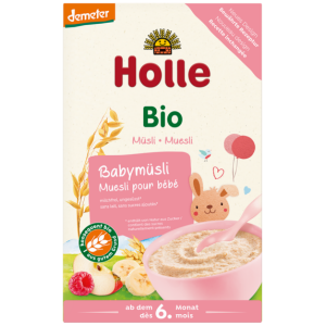 KASZKA ZBOŻOWA MUSLI MALINA - JABŁKO - BANAN BEZ DODATKU CUKRÓW OD 6 MIESIĄCA DEMETER BIO 250 g - HOLLE