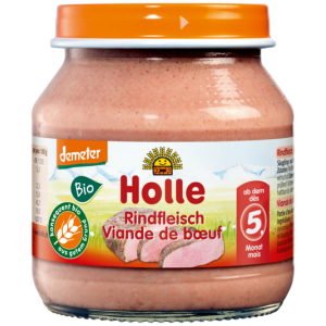 MIĘSO WOŁOWINA BEZ DODATKU CUKRÓW BEZGLUTENOWE OD 5 MIESIĄCA DEMETER BIO 125 g (SŁOIK) - HOLLE