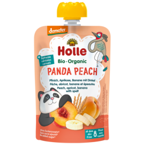 MUS W TUBCE BRZOSKWINIOWA PANDA (BRZOSKWINIA - BANAN - MORELA - ORKISZ) BEZ DODATKU CUKRÓW OD 8 MIESIĄCA DEMETER BIO 100 g - HOLLE