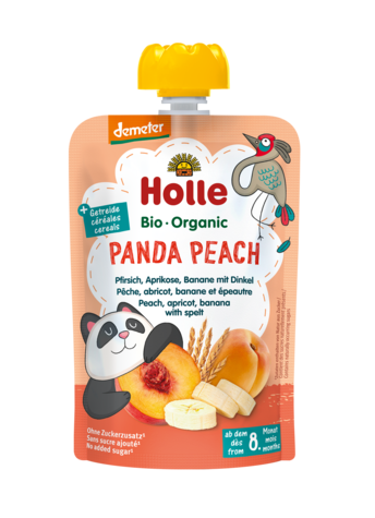 MUS W TUBCE BRZOSKWINIOWA PANDA (BRZOSKWINIA - BANAN - MORELA - ORKISZ) BEZ DODATKU CUKRÓW OD 8 MIESIĄCA DEMETER BIO 100 g - HOLLE