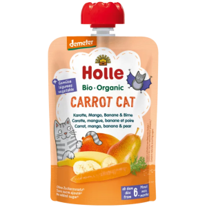 MUS W TUBCE MARCHEWKOWY KOT (MARCHEW - MANGO - BANAN - GRUSZKA) BEZ DODATKU CUKRÓW OD 6 MIESIĄCA DEMETER BIO 100 g - HOLLE
