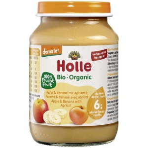 JABŁKO - BANAN - MORELA BEZGLUTENOWE OD 6 MIESIĄCA DEMETER BIO 190 g (SŁOIK) - HOLLE