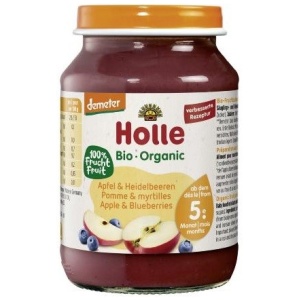 JABŁKO - BORÓWKA BEZGLUTENOWE OD 5 MIESIĄCA DEMETER BIO 190 g (SŁOIK) - HOLLE