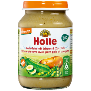 ZIEMNIAK - GROSZEK - CUKINIA BEZ DODATKU CUKRÓW BEZGLUTENOWE OD 6 MIESIĄCA DEMETER BIO 190 g (SŁOIK) - HOLLE