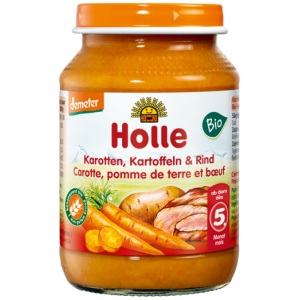 MARCHEW - ZIEMNIAK - WOŁOWINA BEZ DODATKU CUKRÓW BEZGLUTENOWE OD 5 MIESIĄCA DEMETER BIO 190 g (SŁOIK) - HOLLE