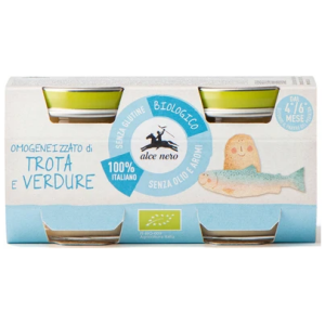 KREM Z PSTRĄGA Z WARZYWAMI BEZGLUTENOWY OD 4 MIESIĄCA BIO (2 x 80 g) 160 g - ALCE NERO