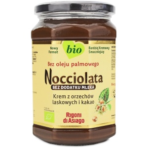 KREM Z ORZECHÓW LASKOWYCH I KAKAO BEZ DODATKU MLEKA BEZGLUTENOWY BIO 650 g - RIGONI DI ASIAGO (NOCCIOLATA)
