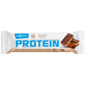 BATON PROTEINOWY WPC O SMAKU NUGATOWYM W MLECZNEJ CZEKOLADZIE BEZGLUTENOWY 50 g - MAXSPORT