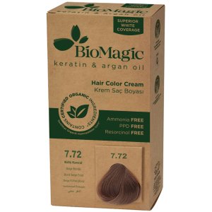 FARBA DO WŁOSÓW BEŻOWY BLOND (7.72) 250 g - BIOMAGIC