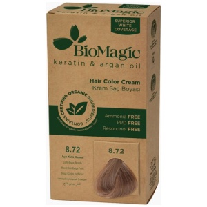FARBA DO WŁOSÓW JASNY BEŻOWY BLOND (8.72) 250 g - BIOMAGIC