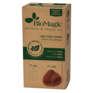 FARBA DO WŁOSÓW ŚREDNIO CIEMNA MIEDŹ (77.66) 250 g - BIOMAGIC