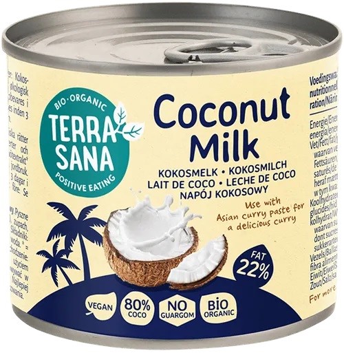 COCONUT MILK - NAPÓJ KOKOSOWY BEZ GUMY GUAR (22 % TŁUSZCZU) BIO 200 ml - TERRASANA