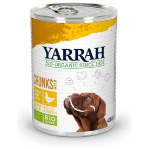 (DLA PSA DOROSŁEGO) KAWAŁKI KURCZAKA Z POMIDOREM I POKRZYWĄ BIO 405 g - YARRAH