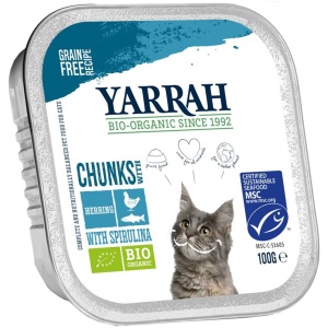 (DLA KOTA) KAWAŁKI KURCZAKA I RYBY ZE SPIRULINĄ BIO 100 g - YARRAH