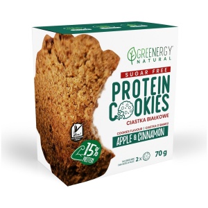 CIASTKA PROTEINOWE JABŁKO - CYNAMON BEZ CUKRU (2 x 35 g) 70 g - GREENERGY