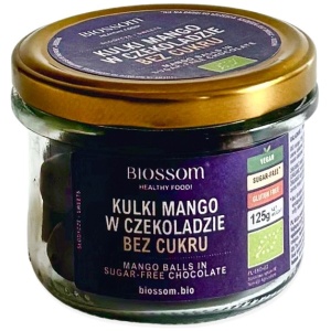 KULKI MANGO W CZEKOLADZIE BEZ DODATKU CUKRU BEZGLUTENOWE BIO 125 g - BIOSSOM