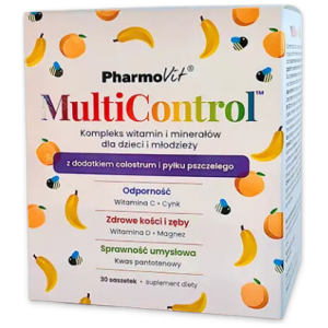 KOMPLEKS WITAMIN I MINERAŁÓW DLA DZIECI I MŁODZIEŻY MULTICONTROL BEZGLUTENOWY 30 SASZETEK - PHARMOVIT