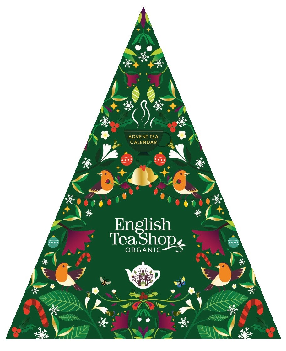 KALENDARZ ADWENTOWY (HERBATY I HERBATKI) BIO PIRAMIDKI (GREEN TRANGULAR - 13 SMAKÓW) (25 x 2 g) 50 g - ENGLISH TEA SHOP ORGANIC (PRODUKT SEZONOWY)