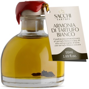 PRZYPRAWA NA BAZIE OLIWY Z OLIWEK Z TRUFLĄ BIAŁĄ 50 ml - SACCHI TARTUFI