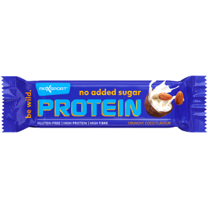 BATON PROTEINOWY KOKOSOWO - MIGDAŁOWY W MLECZNEJ CZEKOLADZIE BEZ DODATKU CUKRU BEZGLUTENOWY 40 g - MAXSPORT