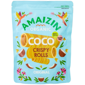 ROLLSY - CHRUPIĄCE RURKI KOKOSOWE BEZGLUTENOWE BIO 140 g - AMAIZIN